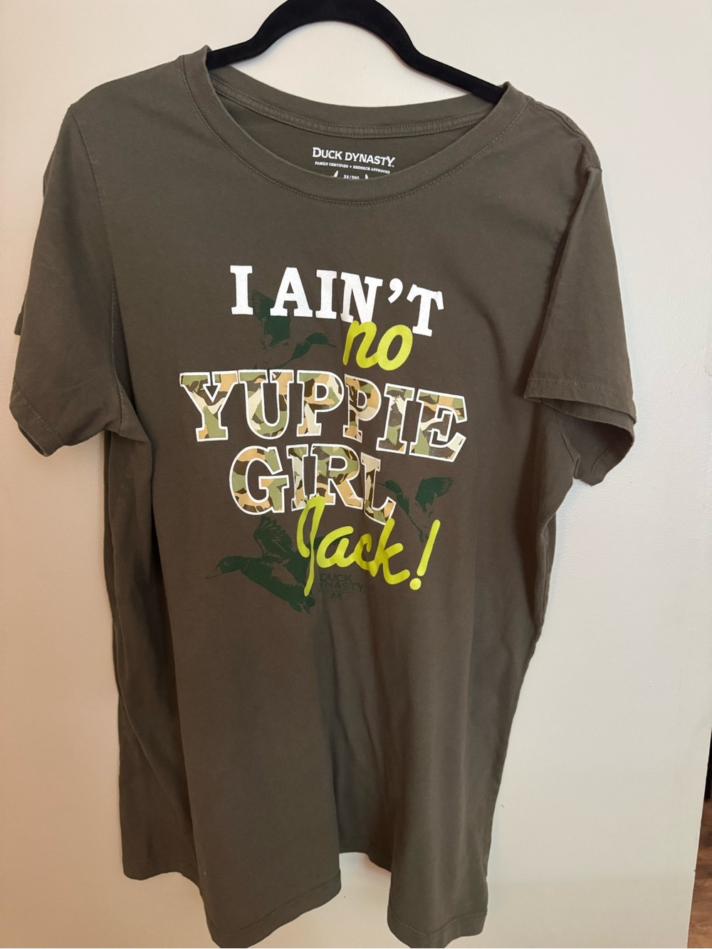 Women’s  Olive "I Ain't No Yuppie Girl Jack!" Graphic Tee